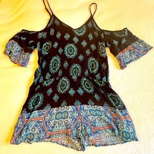 Blue and Black Romper